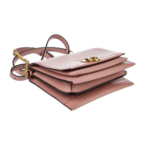 New SALVATORE FERRAGAMO Gancini Square Trifolio Flap Leather Shoulder Handbag - Picture 6 of 7